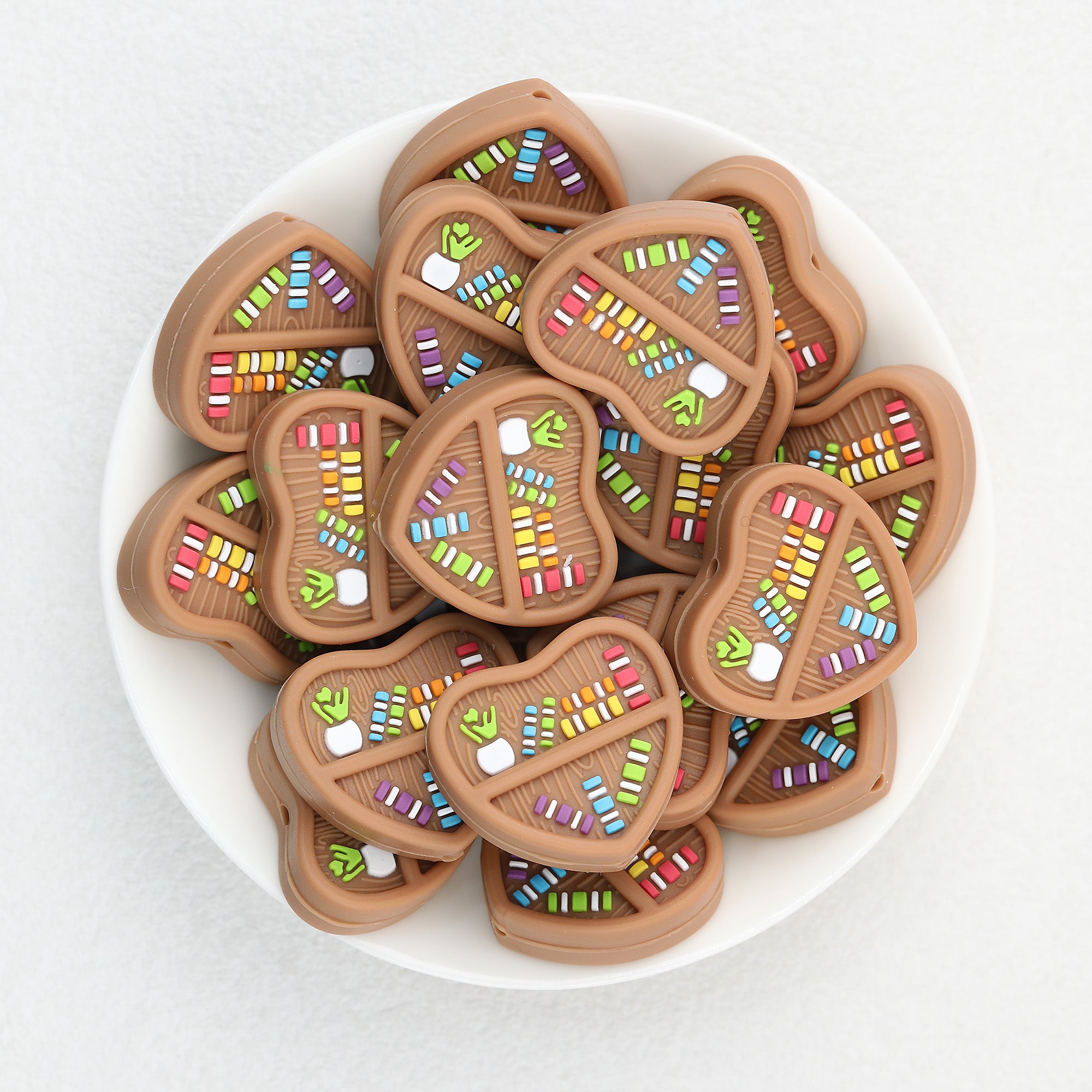 3D Heart Shaped  Bookshelf Silicone Focal Beads 20Pcs  4