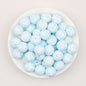 Colorful 15mm Printed Silicone Round Beads Patterned 50pcs - Light Blue