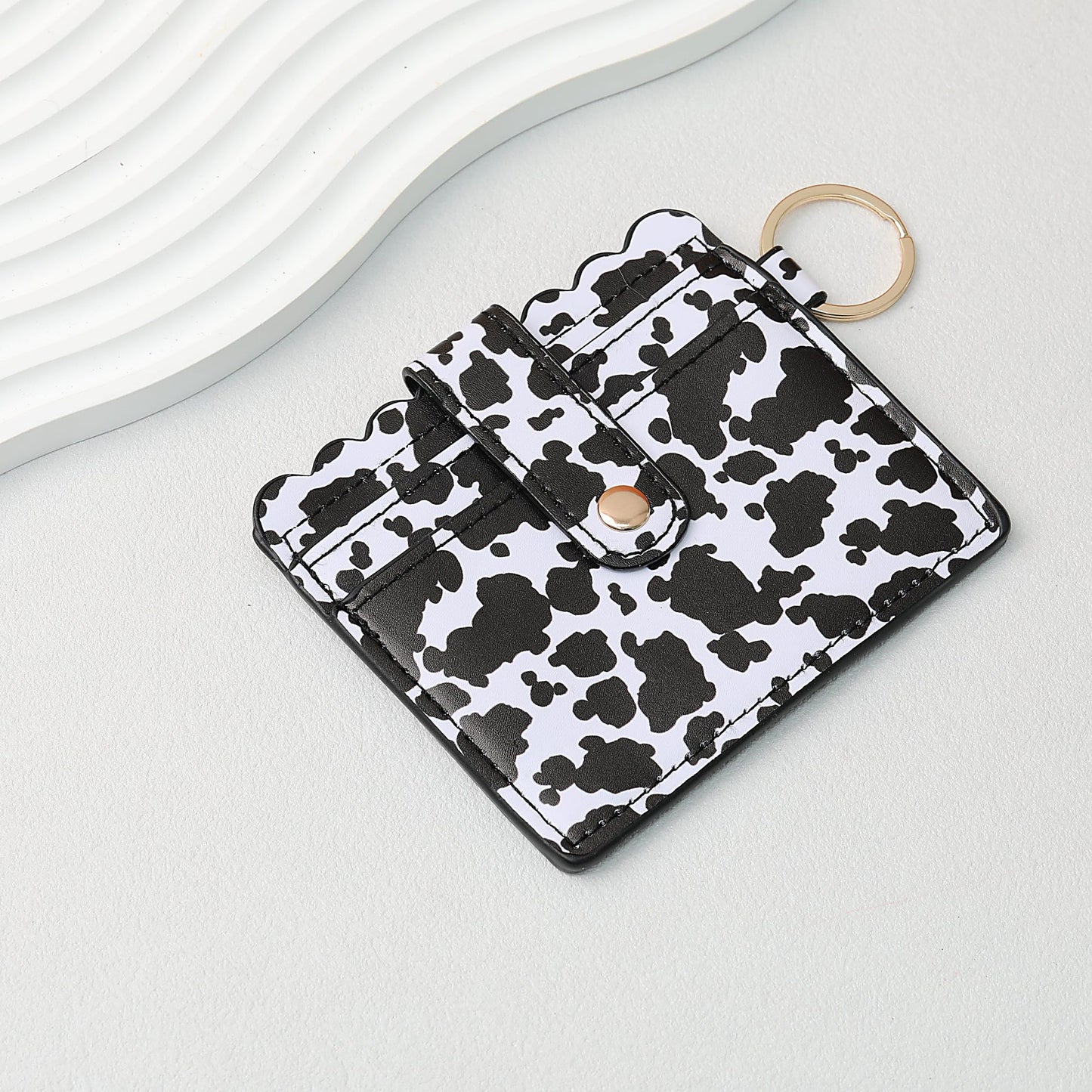 PU Card Holder Keychain Multi Patterned - B3 Big cow
