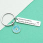 Flower Keychain Stainless Steel Daisy Charm Turquoise Enamel