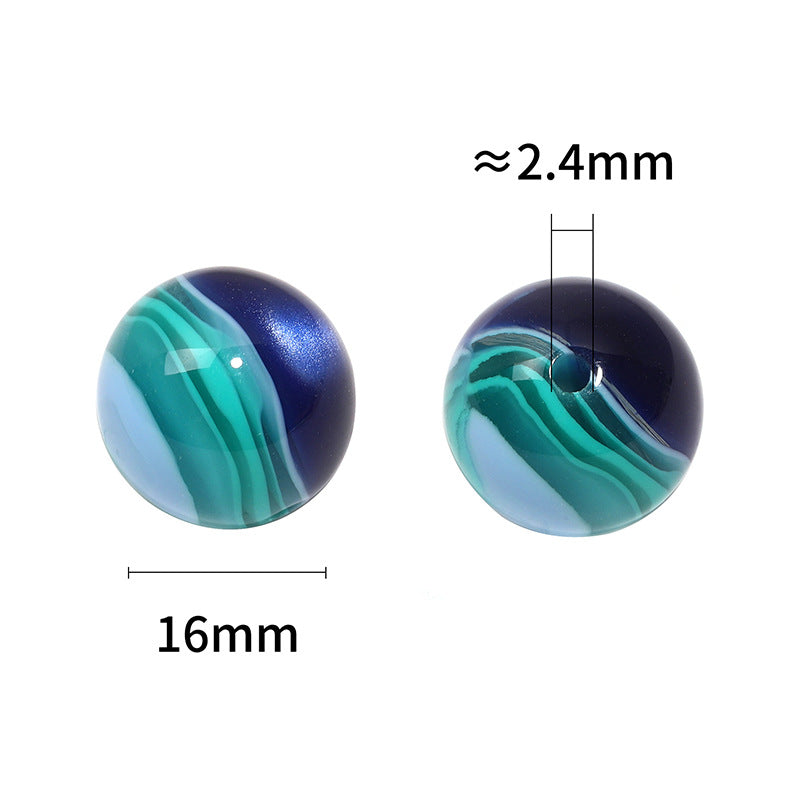 Colorful Layered Stripe Round Acrylic Beads 16mm 50pcs 3