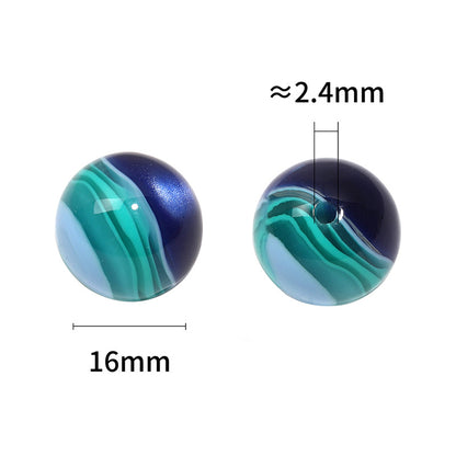 Colorful Layered Stripe Round Acrylic Beads 16mm 50pcs 3