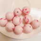 Pink 20mm Bubblegum Beads with Smiley Face Design 10pcs