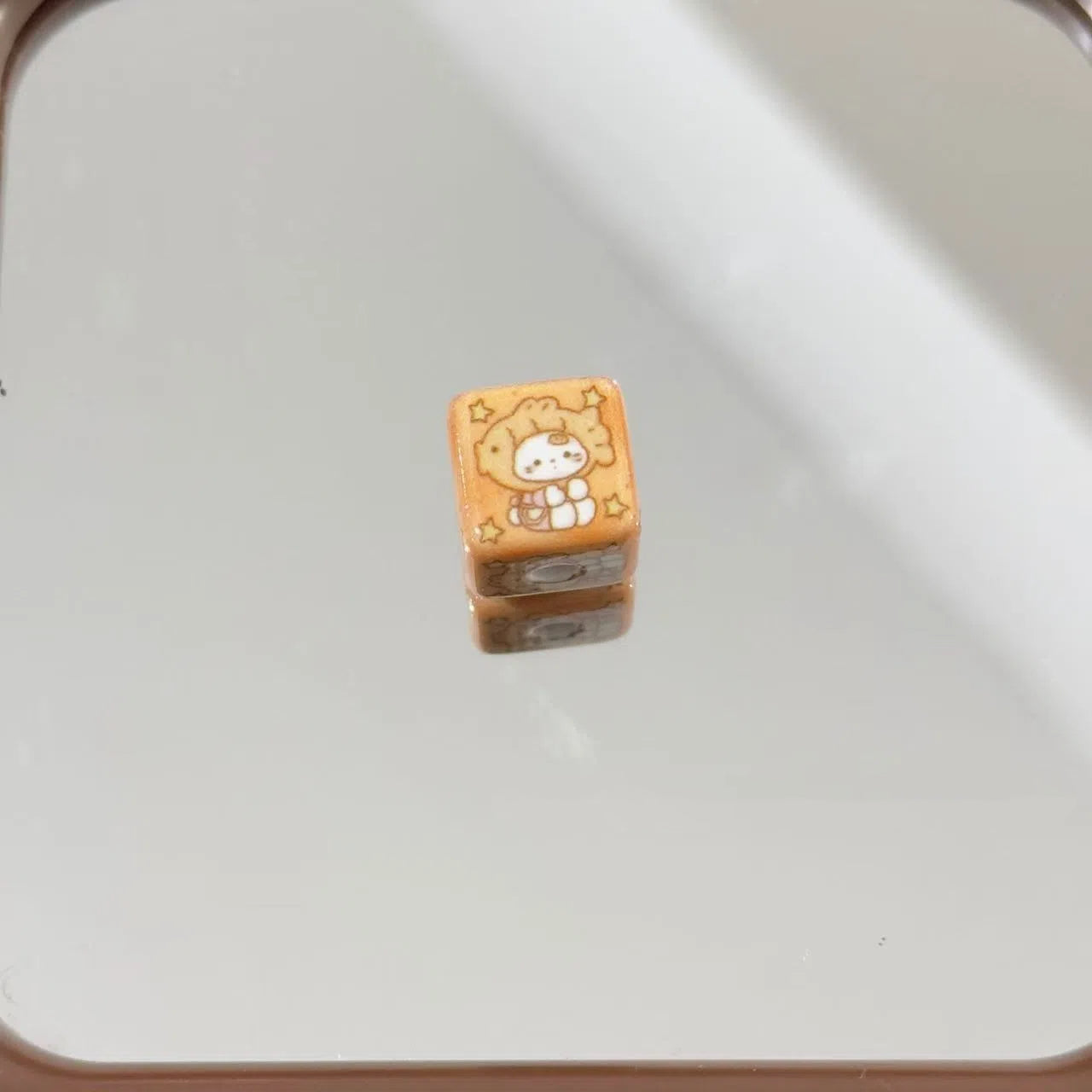 Square Acrylic Beads 14mm Bread Obsessed Character Glossy 10pcs 3