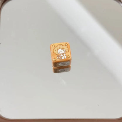 Square Acrylic Beads 14mm Bread Obsessed Character Glossy 10pcs 3
