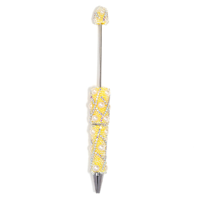 Beadable Pen with Rhinestone Pearl Chain Multicolor Rotating 5 Pcs 6