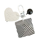 Cartoon Acrylic Plaid Striped Heart Leather Keychain Monochrome Design 5