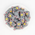 3D Gray Mouse Silicone Focal Beads Cute Animal Design 20pcs