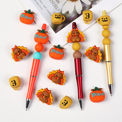 3D Thanksgiving Silicone Focal Beads Turkey Pumpkin Cup Design 20pcs 7