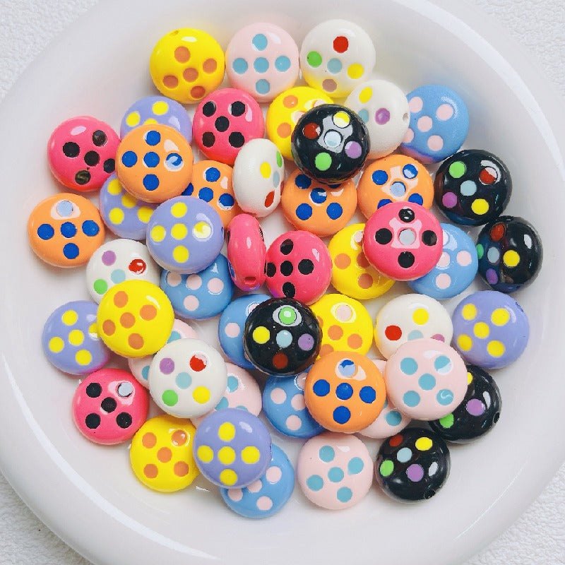 Palette Flat Acrylic Beads 16mm Glossy Raised Dot Design 10pcs 4