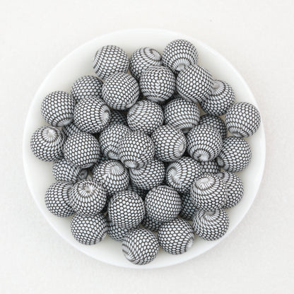 15mm Black and White Printed Round Silicone Beads 50pcs 6