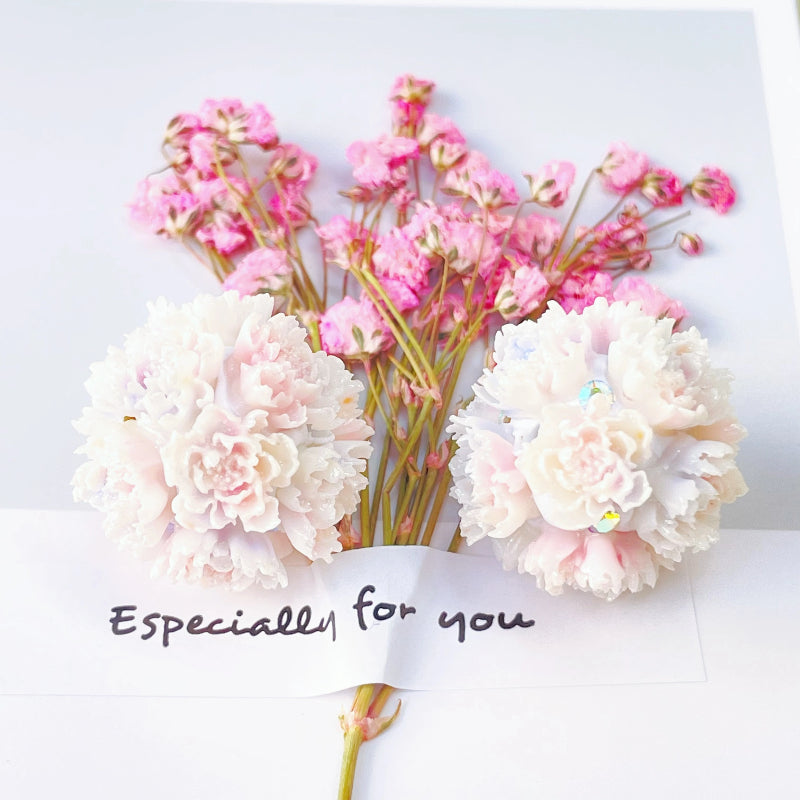 Flower Clay Beads 22mm Multicolor Peony Balls Polymer 10Pcs 10