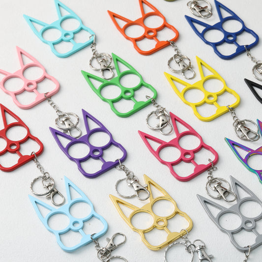 Self Defense Keychain Cat Shape Zinc Alloy Two Finger Grip 2pcs