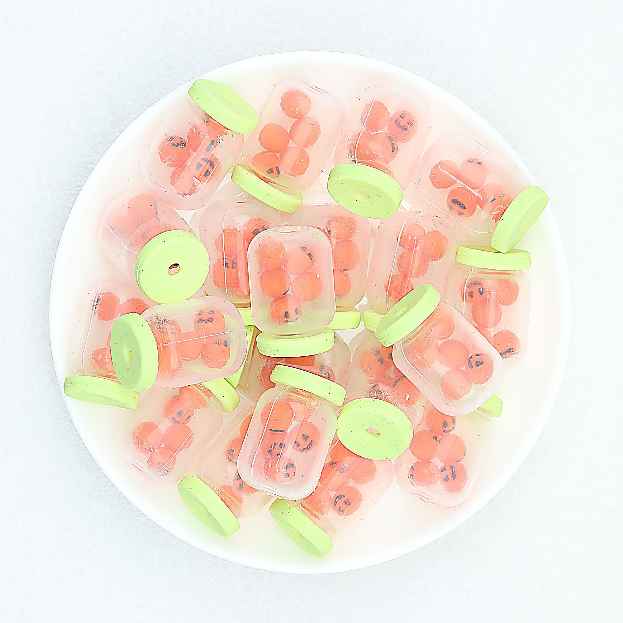 Halloween 3D Glitter Bottle Silicone Focal Beads 20Pcs - Pumpkin