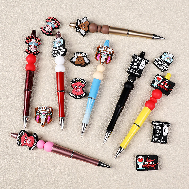Silicone Focal Beads Fun Text Playful Quotes Cartoon Style 20pcs 7