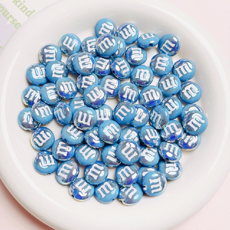 Glossy M Beans Acrylic Beads 14mm Colorful Candy 10pcs 17
