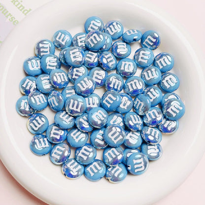 Glossy M Beans Acrylic Beads 14mm Colorful Candy 10pcs 17