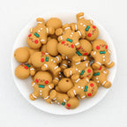 Gingerbread Man 3D Silicone Focal Beads Bowtie 20pcs 2
