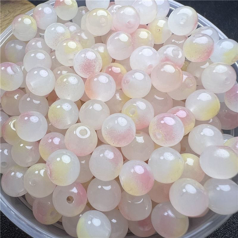 Dual Color Round Glass Beads 8mm Gradient Painted 100pcs 10