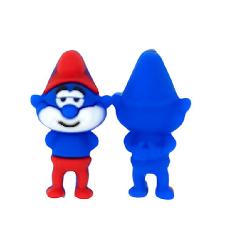 Silicone 3D Focal Beads Smurfs Front and Back View Red Hat Blue Body