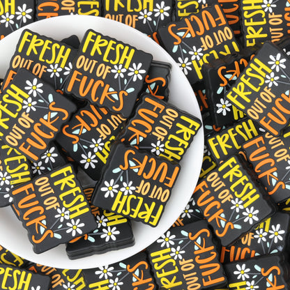 Fresh Out Of Fucks Silicone Focal Beads Rectangular 20pcs