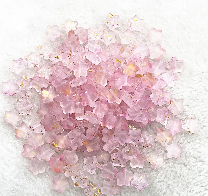 Pentagonal Star Glass Beads 8mm Transparent Pastel Colors 30pcs 28