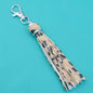PU Leather Tassel Keychain 9cm Strips Silver Lobster Clasp 35