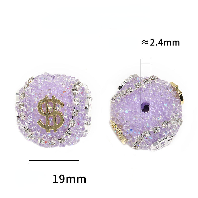 Dollar Bill Ball Rhinestone Beads 19mm Clustered Stones 5pcs 4