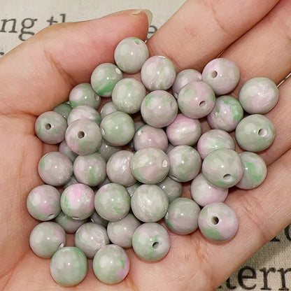 Oil Painting Gradient Resin Beads 10mm Round Opal Glitter 100pcs 8