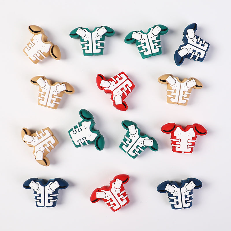 Silicone 3D Focal Beads Olive Armor Color Sporty Vibrant 20pcs 2