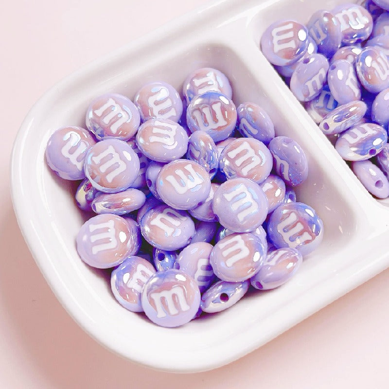 Glossy M Beans Acrylic Beads 14mm Colorful Candy 10pcs 8