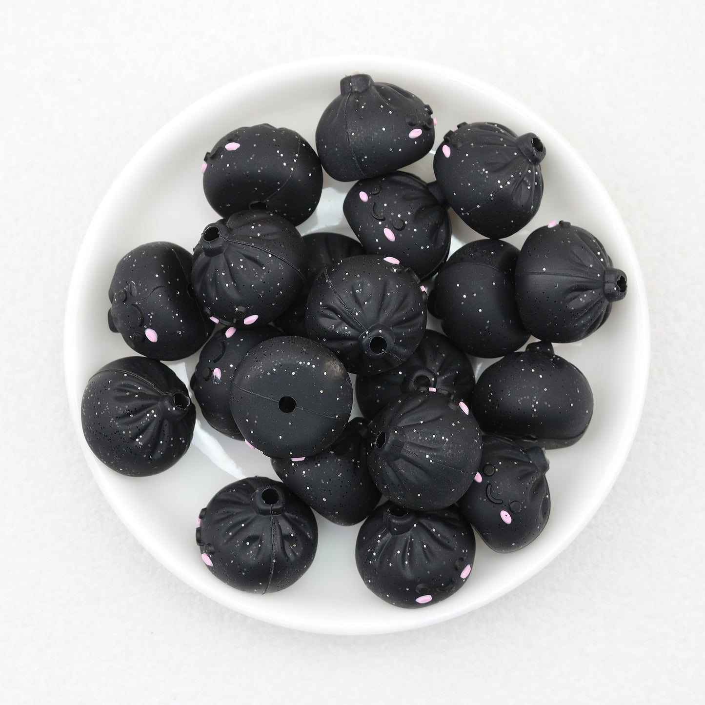 3D Cute Glitter Steamed Stuffed Bun Silicone Focal Beads 20pcs 12