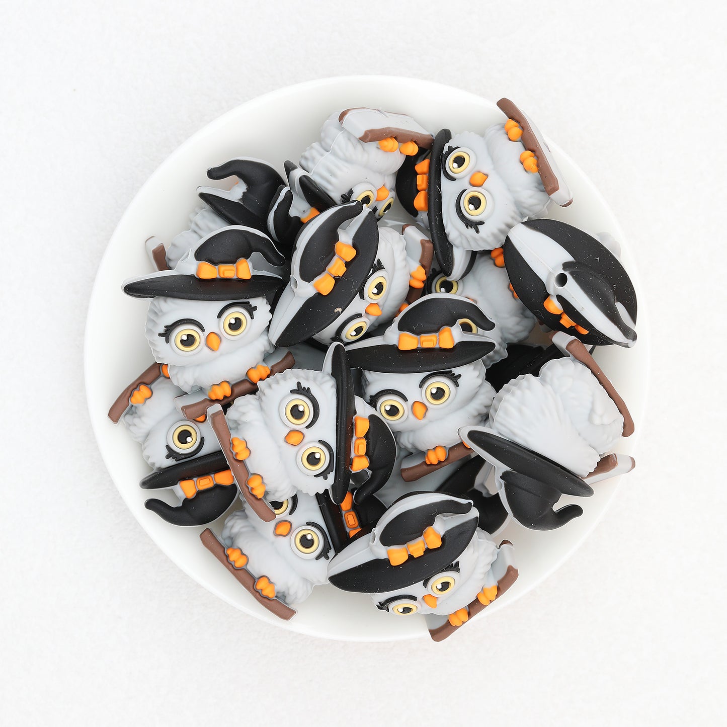 3D Halloween Hat Owl Silicone Focal Beads 20 pcs 3