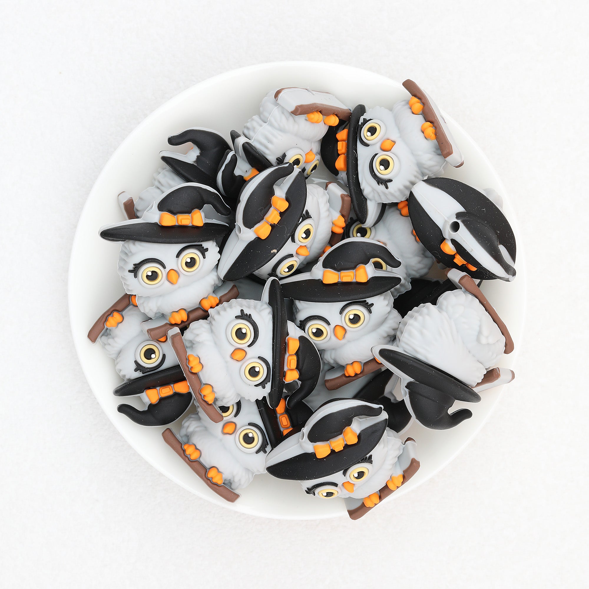 3D Halloween Hat Owl Silicone Focal Beads 20 pcs 3