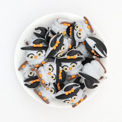 3D Halloween Hat Owl Silicone Focal Beads 20 pcs 3