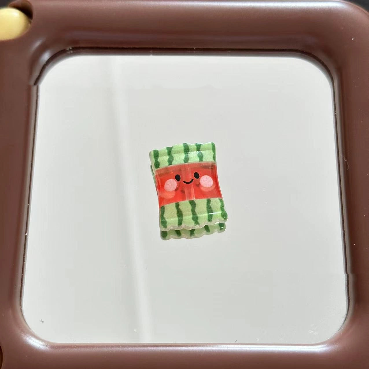 Square Acrylic Beads 25mm Watermelon Printed Snack Bag Style 10pcs 4