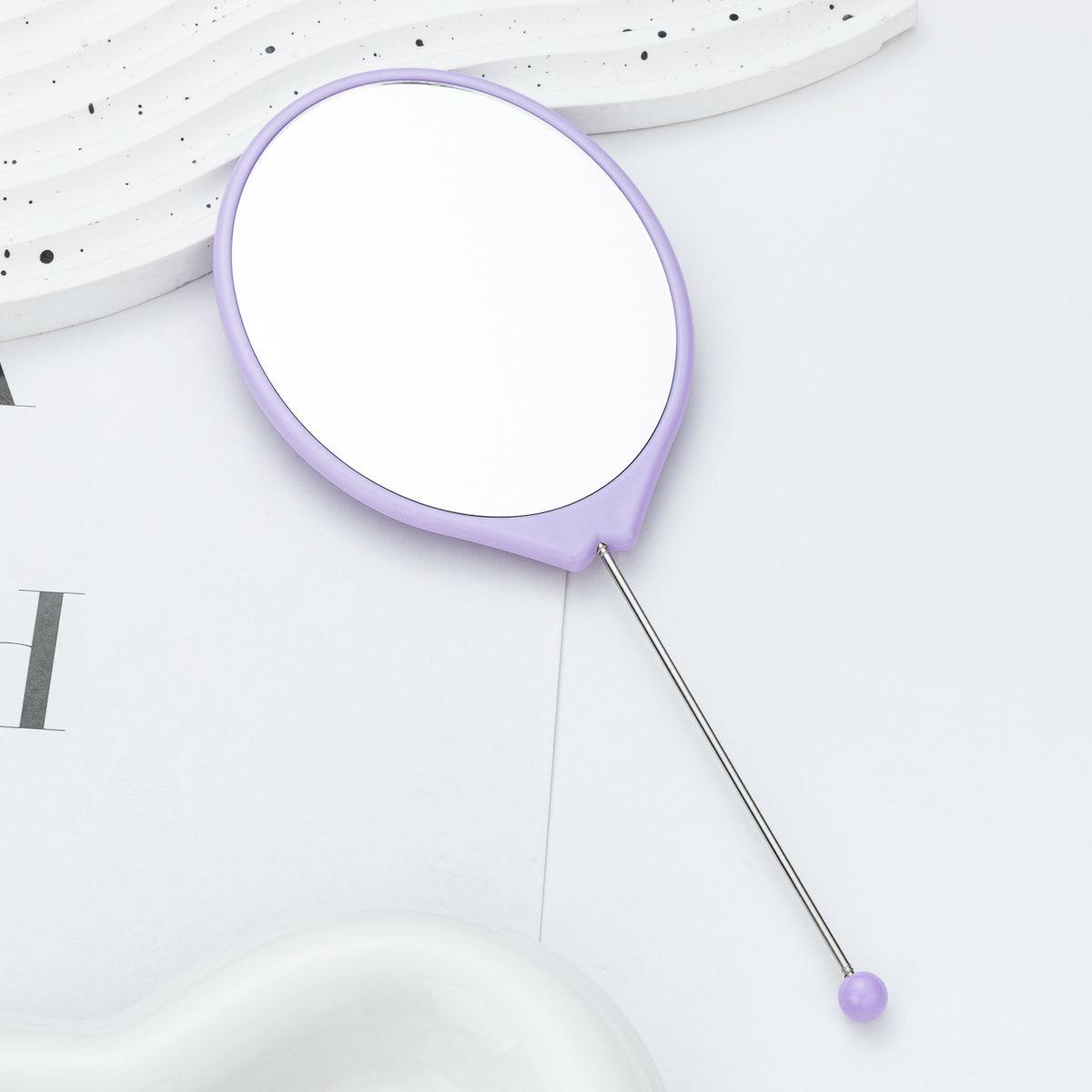 Beadable Plastic Mirror Handheld Oval