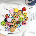 Painted Cookies Acrylic Beads 25mm Colorful Baking Design 50pcs