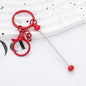 Beadable Keychain Bar Metal Slender Shaft Polished Ball Lobster Clasp - Red