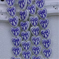Heart Ceramic Beads 15mm Bow Pattern Lace Glazed 10pcs 3