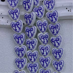 Heart Ceramic Beads 15mm Bow Pattern Lace Glazed 10pcs 3