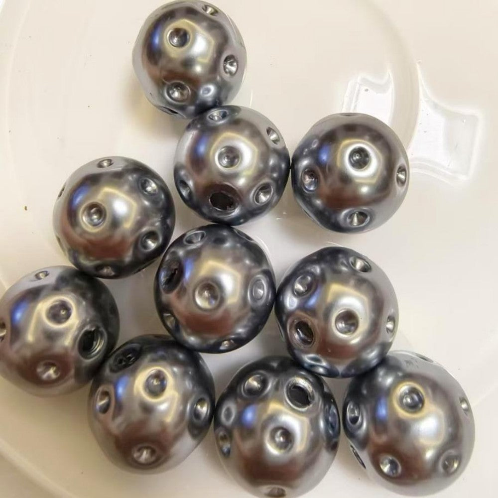 Silver Pearl Finish 20mm Golf Ball Shape Bubblegum Acrylic Beads 10pcs