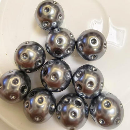 Silver Pearl Finish 20mm Golf Ball Shape Bubblegum Acrylic Beads 10pcs