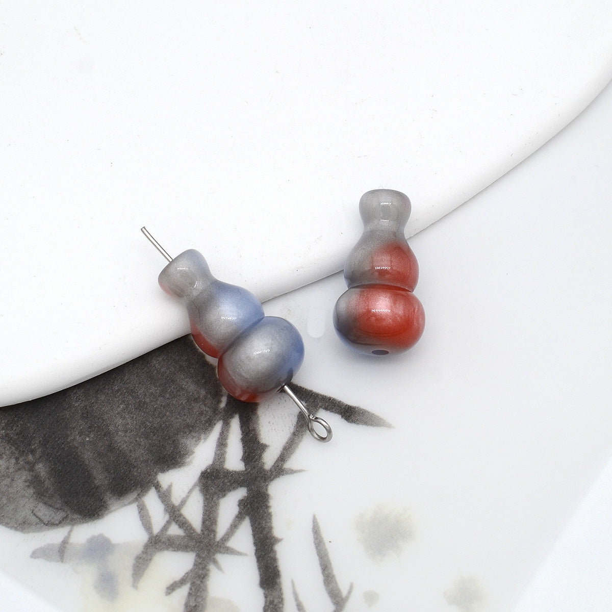 18mm Colorful Resin Gourd Shaped Beads Small Hole 10pcs 7