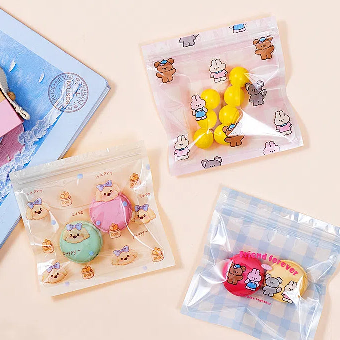 Top Seal Zip Lock Bags 13.5cm Pastel Animal Pattern 10pcs