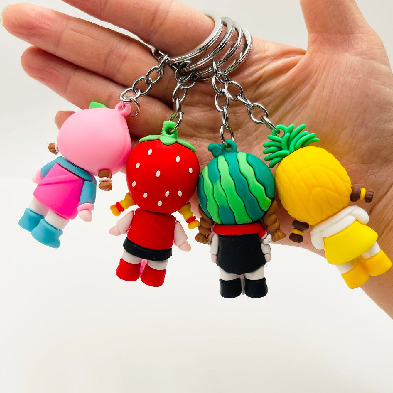 PVC Fruit Girl Keychain Soft Rubber Cartoon Character Charm 2