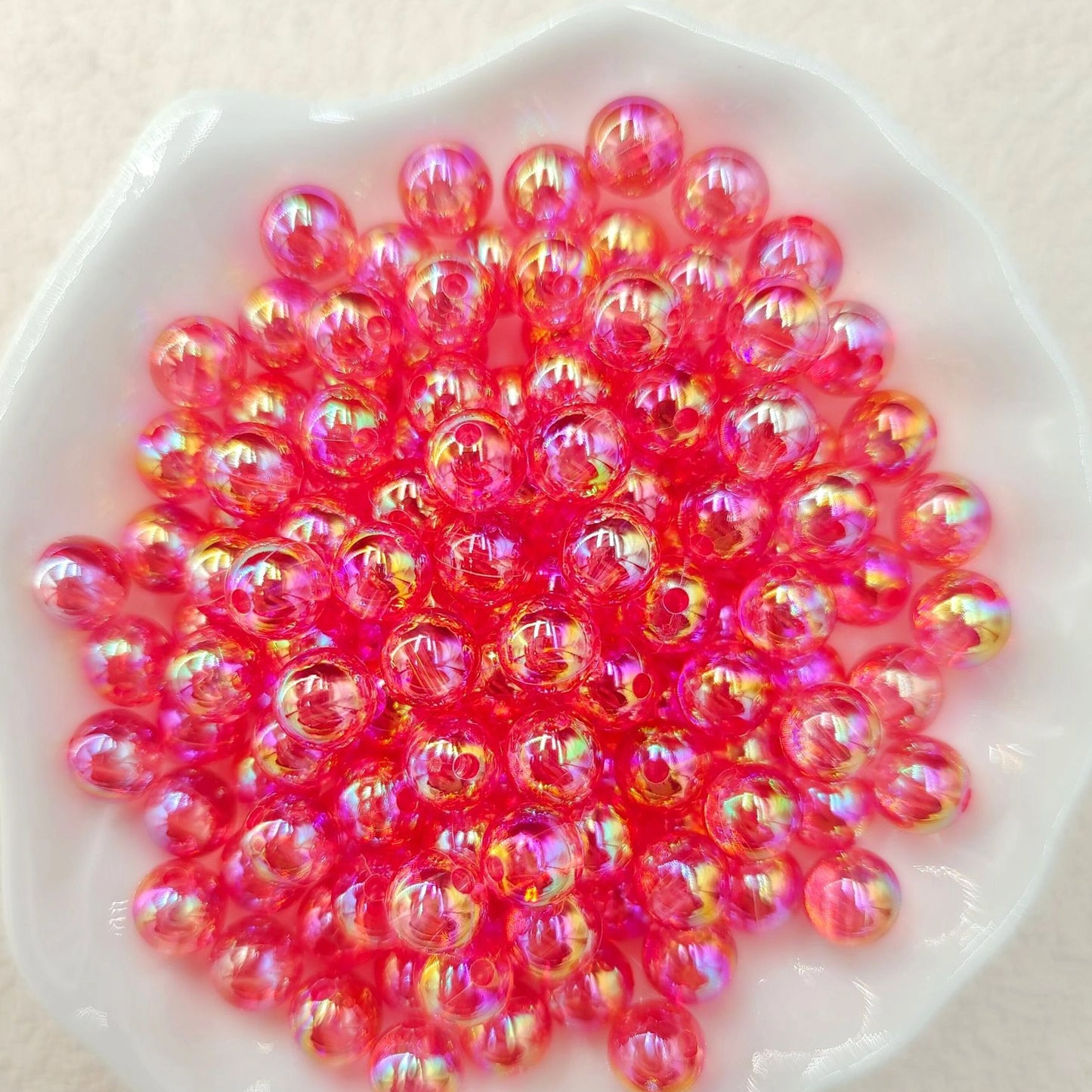 Plating Round Acrylic Beads 10mm Iridescent Transparent 950pcs 11