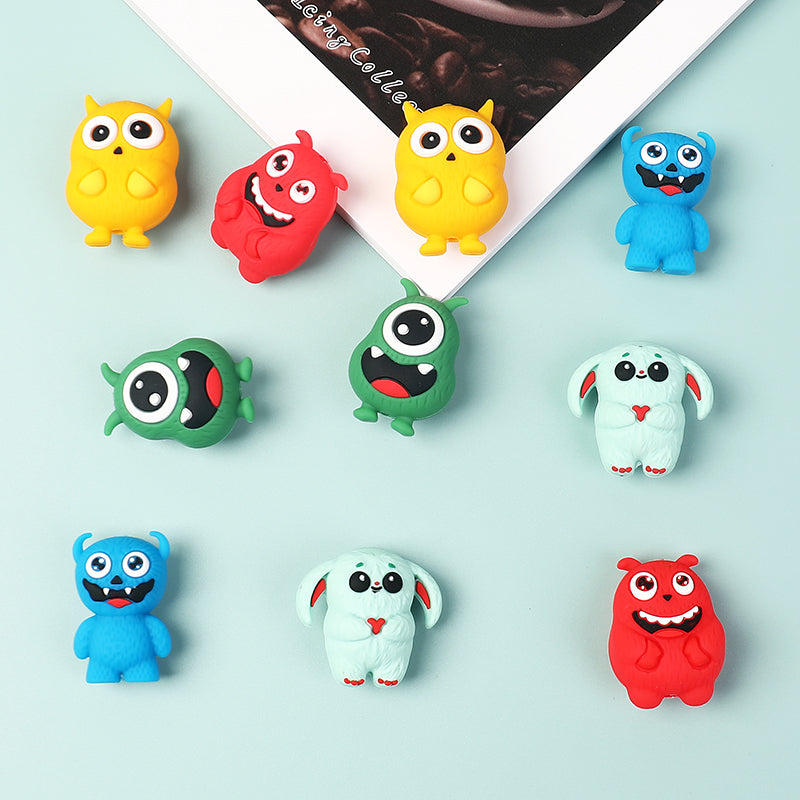 Silicone 3D Focal Beads Little Monster Bright Eyes Quirky Expressions 20pcs 5