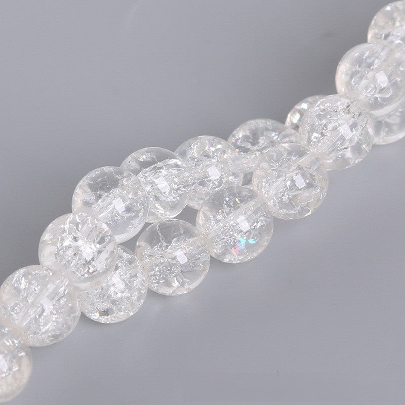 Crackle Round Glass Beads 8mm Glossy Fractured Texture Mixed Colors 50pcs 15