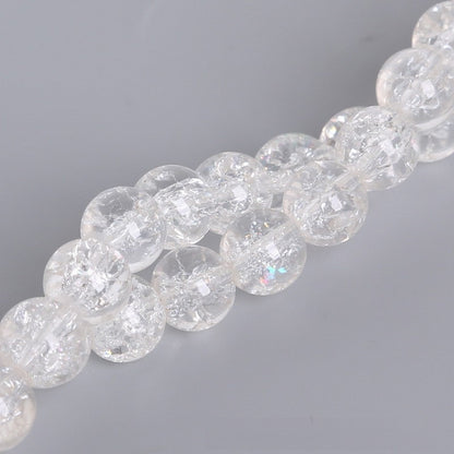 Crackle Round Glass Beads 8mm Glossy Fractured Texture Mixed Colors 50pcs 15